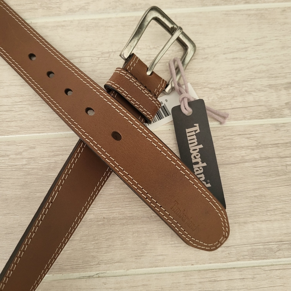 Timberland Mens Classic Leather Jean Belt Brown Size 42 New - Picture 7 of 7